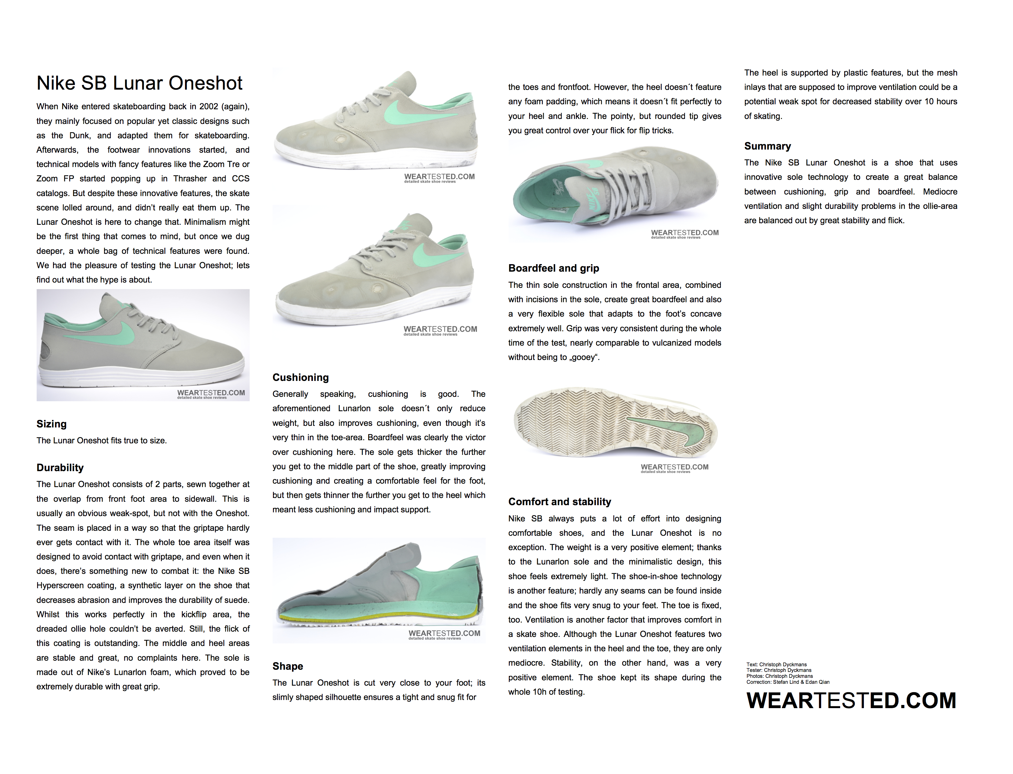 SB Lunar Oneshot - - detailed skate shoe reviews